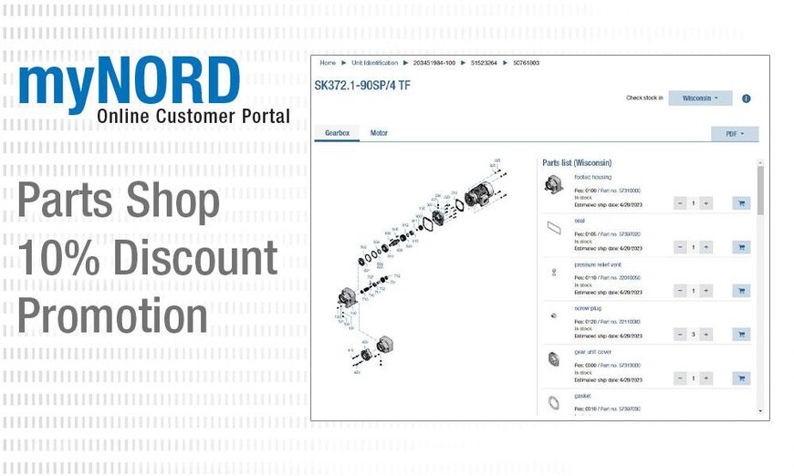 NORD DRIVESYSTEMS Offers 10% Discount for Online Spare Parts Shop from July Through September of 2023 